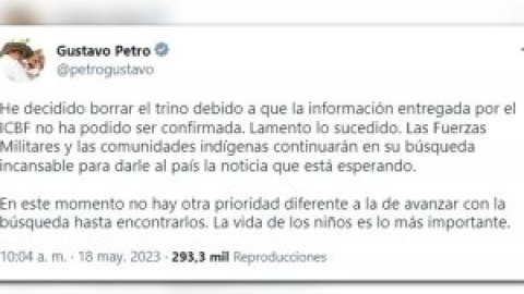 Petro da marcha atrás y admite que sigue búsqueda de cuatro niños de accidente de avión