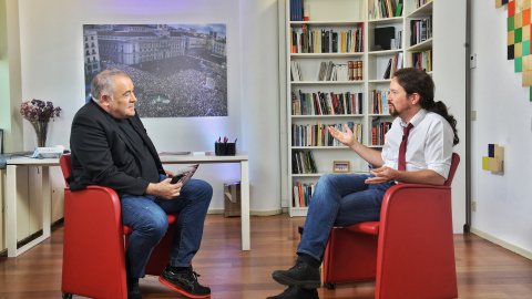 Pablo Iglesias durante la entrevista con Antonio Ferreras a una semana de la investidura de Pedro Sánchez / Daniel Gago - Podemos