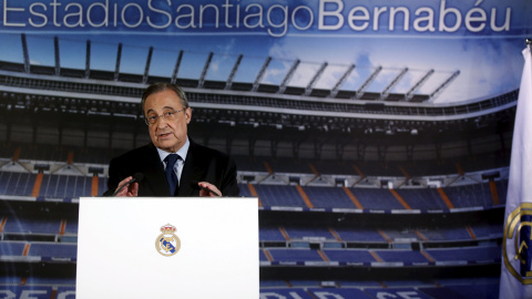 Florentino Pérez, durante su comparecencia. REUTERS/Susana Vera