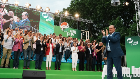 El presidente del EBB del PNV, Andoni Ortuzar, durante un acto de cierre de campaña del PNV, a 26 de mayo de 2023, en Bilbao, Vizcaya, País Vasco (España).