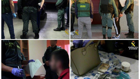 Combo de fotografías facilitadas por la Guardia Civil de una operación conjunta con la Policía de Rumanía, coordinada por Europol y Eurojust. EFE