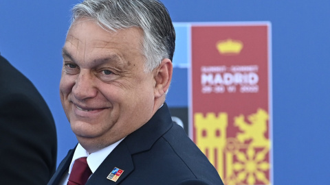 El primer ministro de Hungría, Viktor Orbán, a su llegada a la primera jornada de la cumbre de la OTAN que se celebra este miércoles en el recinto de Ifema, en Madrid.