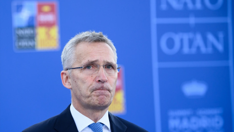 El Secretario General de la OTAN, Jeans Stoltenberg, en una rueda de prensa antes del inicio de la cumbre de la OTAN en Madrid