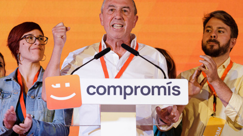 Joan Baldoví durante el seguimiento de la jornada electoral en la sede de Compromís, a 28 de mayo de 2023, en València.