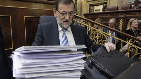 Mariano Rajoy, en su escaño del Congreso de los Diputados. EUROPA PRESS