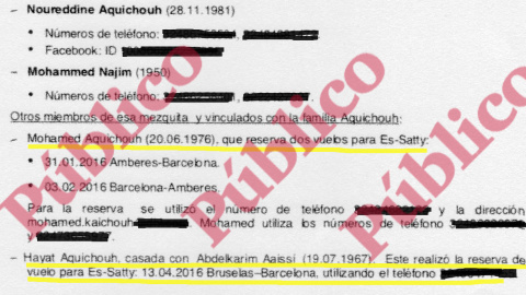 Final del informe reservado del CNI sobre las vinculaciones de Es Satty con el núcleo yihadista más importante de Europa, en Bélgica. Hemos ocultado los datos protegidos por ley.