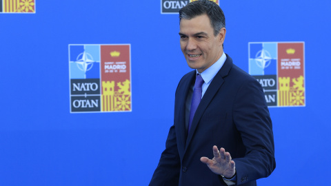 El presidente del Gobierno, Pedro Sánchez, a su llegada a la segunda jornada de la cumbre de la OTAN que se celebra este jueves en el recinto de Ifema, en Madrid.