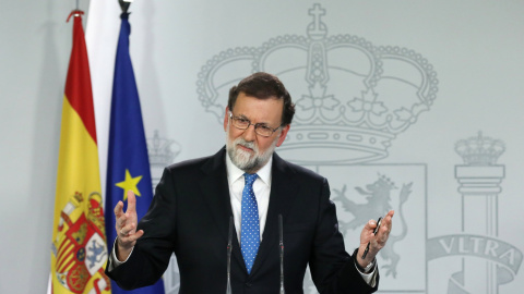 El presidente del Gobierno, Mariano Rajoy, durante la rueda de prensa en el Palacio de la Moncloa tras las elecciones del 21-D. REUTERS/Sergio Perez