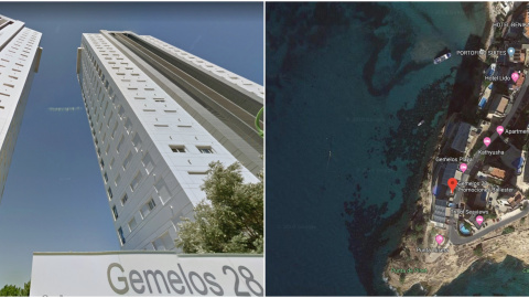 Derribar estos edificios resultará muy complicado ya que se sitúan  en una zona muy pegada al mar - Google Maps