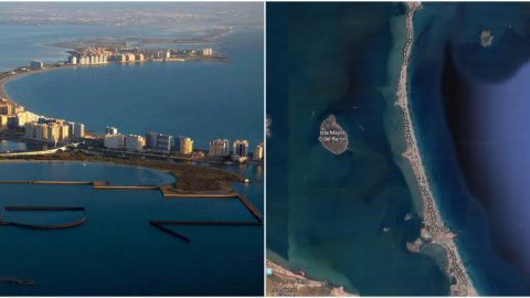 La urbe, asentada sobre un cordón litoral, separa el Mar Mediterráneo y el Menor - EFE / Google Maps