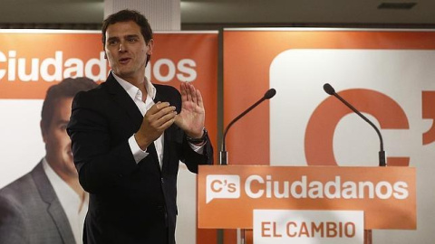 El presidente de Ciudadanos, Albert Rivera, en la rueda de prensa que ofreció tras las elecciones del 24 de mayo. EFE