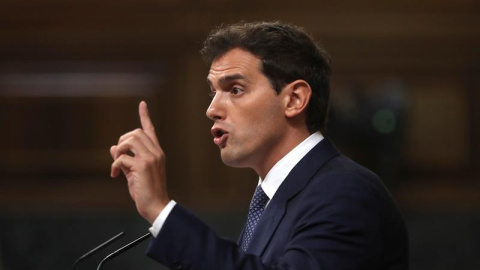 22/07/2019.- El líder de Ciudadanos Albert Rivera, durante su intervención en la primera jornada del debate de investidura que afronta el líder socialista, Pedro Sánchez, y que puede desembocar en su elección como presidente del primer Ejec