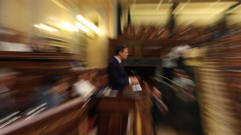 22/07/2019.- El presidente del Gobierno en funciones, Pedro Sánchez, durante su intervención en la primera jornada del debate de investidura que afronta el líder socialista, Pedro Sánchez, y que puede desembocar en su elección como presiden