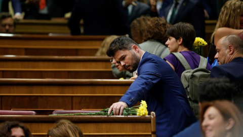 El portavoz de ERC Gabriel Rufián, en el hemiciclo del Congreso