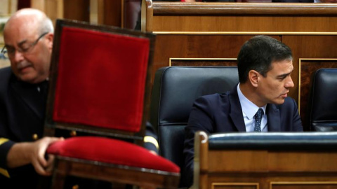 El candidato socialista a la Presidencia, Pedro Sánchez, durante la segunda jornada del debate de investidura. EFE