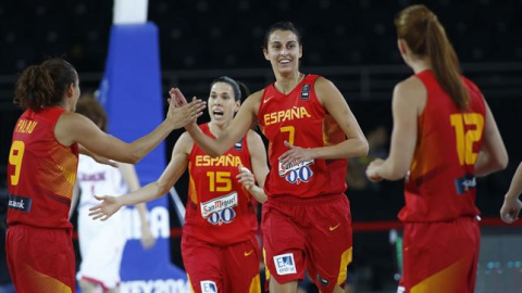 Las jugadoras españolas celebran un triunfo. ALBERTO NEVADO