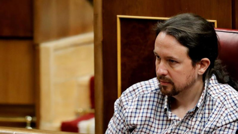 El líder de Unidas Podemos, Pablo Iglesias, durante la segunda y definitiva votación de la investidura