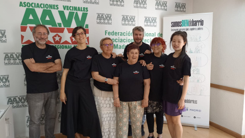 La Federación Regional de Asociaciones Vecinales de Madrid (FRAVM) presenta la campaña "Somos bien de barrio", a 14 de junio de 2023.