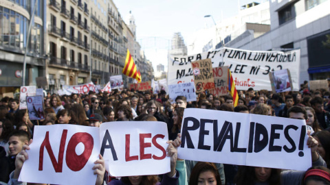 Manifestación contra la Lomce en Barcelona. EFE