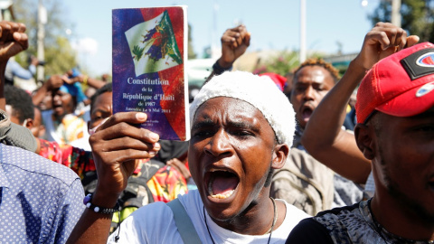 Imagen de una protesta ciudadana en Haití contra el presidente Moise.