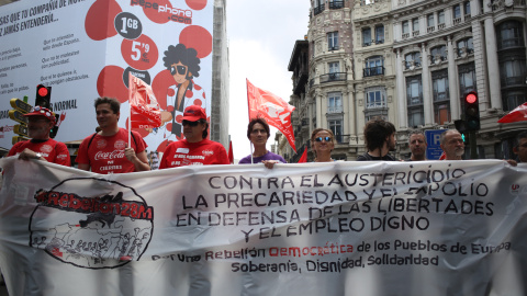 La columnas contra el paro el deterioro en derechos laborales durante la manifestación de las Marchas de la Dignidad en Madrid.- JAIRO VARGAS