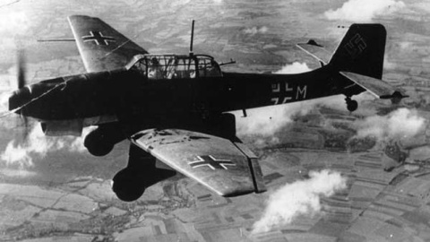 Uno de los aviones Stuka-87 de la Legión Cóndor alemana que bombardearon varios pueblos de El Maestrazgo.