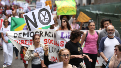 Una pancarta contra los recortes durante la manifestación de las Marchas de la Dignidad en Madrid.- JAIRO VARGAS