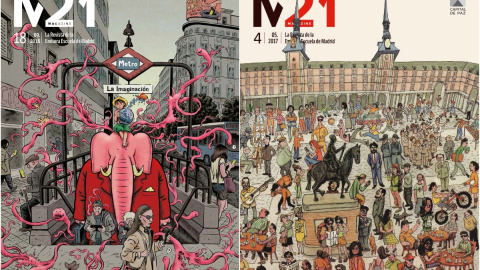 Portadas de 'M21 Magazine' ilustradas por Miguel Brieva y LPO.