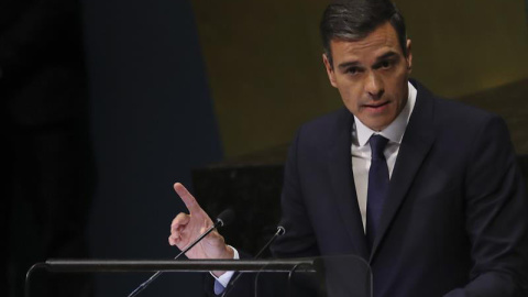 Pedro Sánchez se dirige a la Asamblea General de la ONU. (BALLESTEROS | EFE)