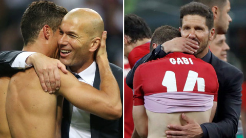 Zidane se abraza con Cristiano mientras Simeone consuela a Gabi.