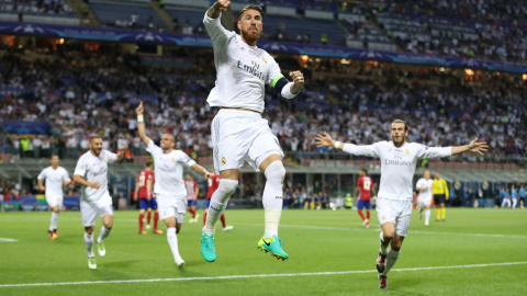 Sergio Ramos celebra su gol en la final de la Champions League. REUTERS/ Carl Recine Livepic