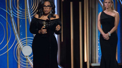 Oprah Winfrey durante su intenso discurso. | EFE