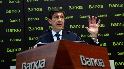 El presidente de Bankia, José Ignacio Goirigolzarri, durante la rueda de prensa en la presenta los resultados de la entidad de 2018. EFE/J.J. Guillén