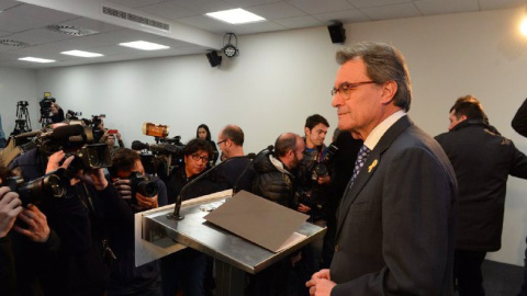 Artur Mas, en la roda de premsa a la seu del PDeCAT en què ha anunciat la seva dimissió com a president del partit. / PDeCAT