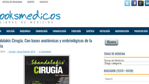 Cabecera de la página web "booksmedicos".