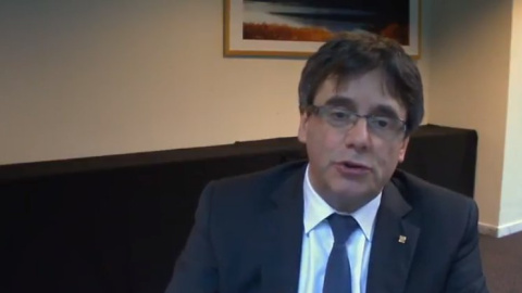 Intervenció de Carles Puigdemont per videoconferència en un acte celebrat a Montpeller