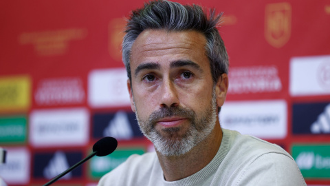 Jorge Vilda, entrenador jefe, anuncia los nombres de las jugadoras de la selección a  30 de junio de 2023, en Las Rozas, Madrid, España.