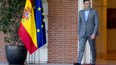 El presidente del Gobierno en funciones, Pedro Sánchez, en el Palacio de la Moncloa, a 29 de agosto de 2023, en Madrid