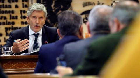 02/10/2018.- El ministro del Interior, Fernando Grande-Marlaska, durante su comparecencia en el Senado para explicar las líneas generales de la política de su departamento. EFE/Juan Carlos Hidalgo