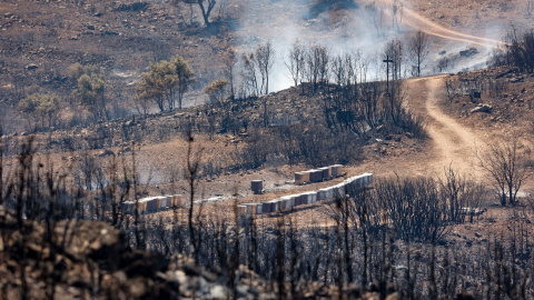 18/8/22 Humo y zona calcinada del incendio forestal que va desde Alcublas hasta las poblaciones de Bejis, Teresa, Toras y Altura en la comarca del Alto Palancia (Castellón), a 18 de agosto de 2022.