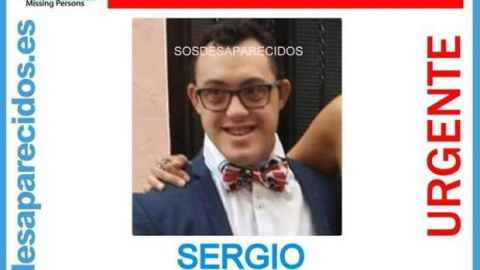 Cartel de la búsqueda del joven Sergio Requena. Twitter