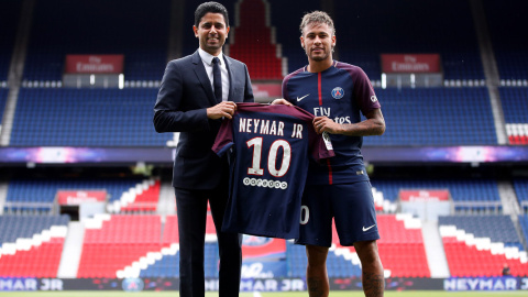 Neymar, en la seva presentació com a jugador del PSG. / Reuters