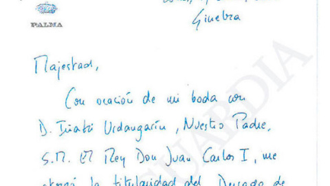 Extracto de la carta de la infanta Cristina filtrada a 'La Vanguardia'.