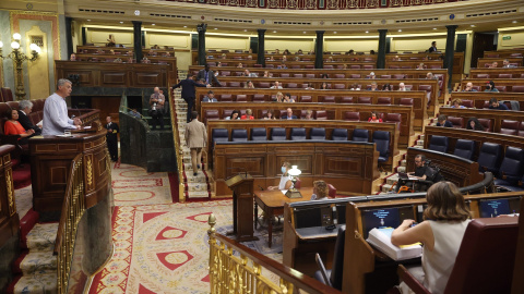 El portavoz adjunto de EH Bildu en el Congreso, Oskar Matute, durante la tercera jornada de la 26 edición del Debate sobre el Estado de la Nación, en el Congreso de los Diputados, a 14 de julio de 2022, en Madrid (España).