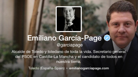 Perfil de Emiliano García-Page en la red social Twitter