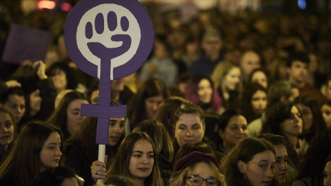 Manifestación convocada por el Movimiento Feminista de Euskadi por el 8M en Pamplona, a 8 de marzo de 2023.