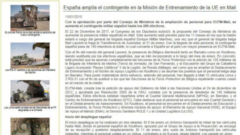 El Estado Mayor de la Defensa informando de que la ampliación de las tropas destinadas a Mali estaba aprobado por el Congreso, algo que no ha ocurrido.