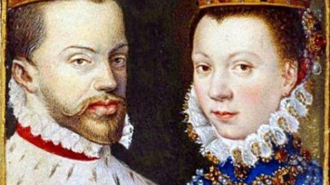 Los reyes Felipe II e Isabel de Valois.