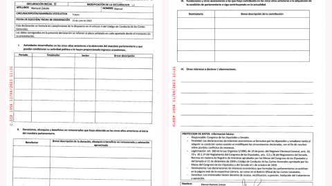 05/10/2023 Declaración de intereses económicos presentada por Manuel Mariscal al Congreso de los Diputados.