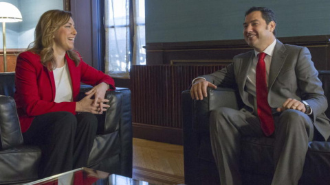 La presidenta de la Junta de Andalucía, Susana Díaz, y el líder del PP andaluz, Juan Manuel Moreno. EFE